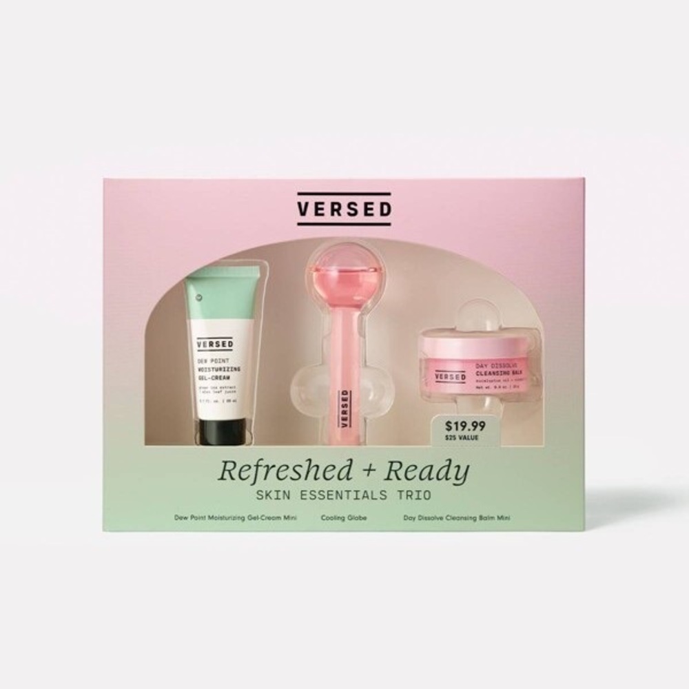 Versed Skincare Gift Set Trio Refreshed Ready Cleanser Moisturizer NEW